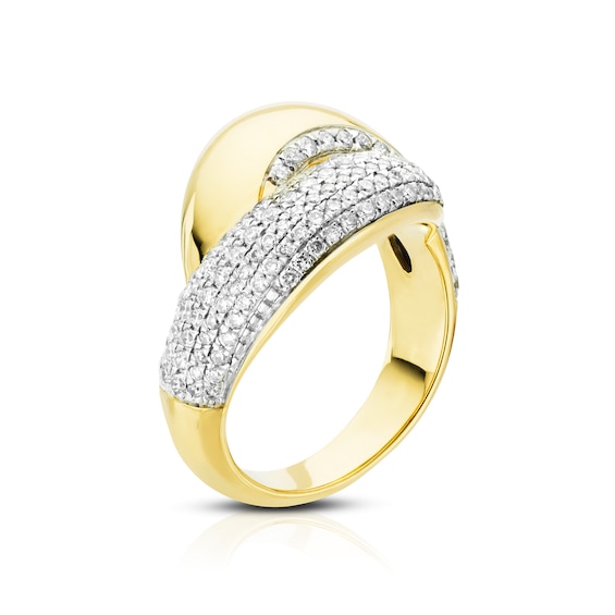 Engagement Ring 18ct Yellow Gold Crossover Cocktail 0.75ct D