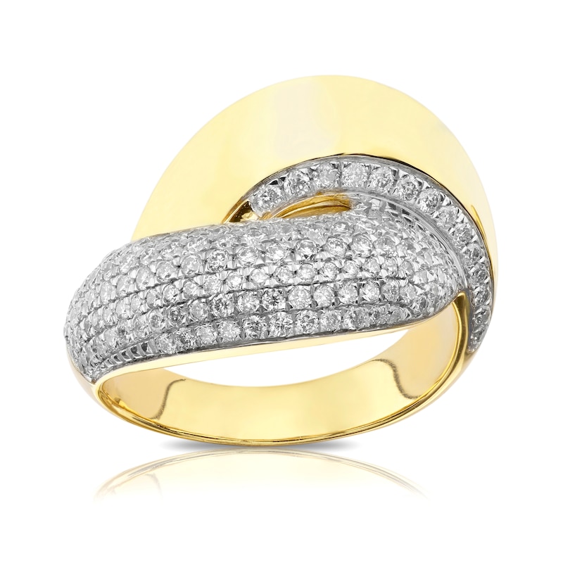 18ct Yellow Gold 0.75ct Crossover Cocktail Ring