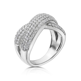 18ct White Gold 1.25ct Diamond Crossover Ring