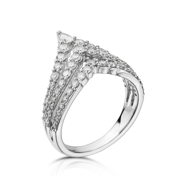 18ct White Gold 1ct Diamond V-Shape Cocktail Ring