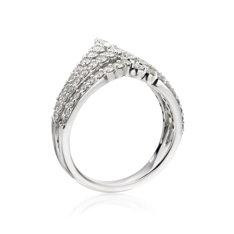 18ct White Gold 1ct Diamond V-Shape Cocktail Ring