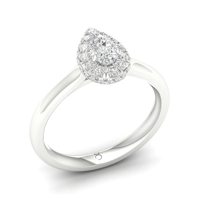 The Diamond Story Platinum 0.50ct Total Diamond Pear Ring