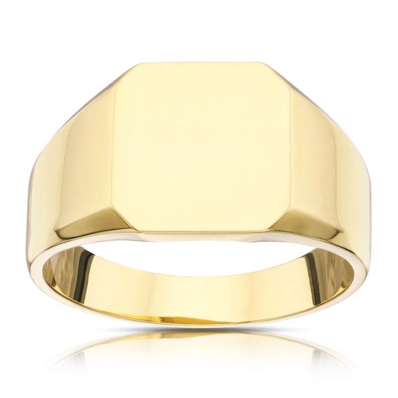 9ct Yellow Gold Men's Hexagon Signet Ring | Ernest Jones