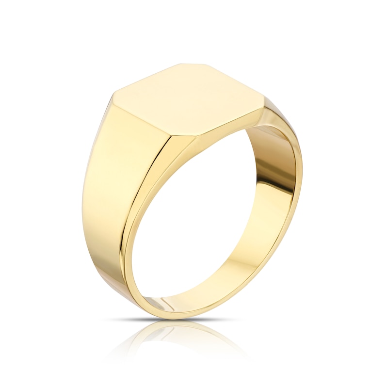 9ct Yellow Gold Men's Hexagon Signet Ring