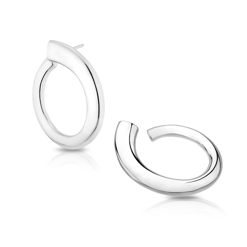 Sterling Silver Open Hoop Stud Earrings