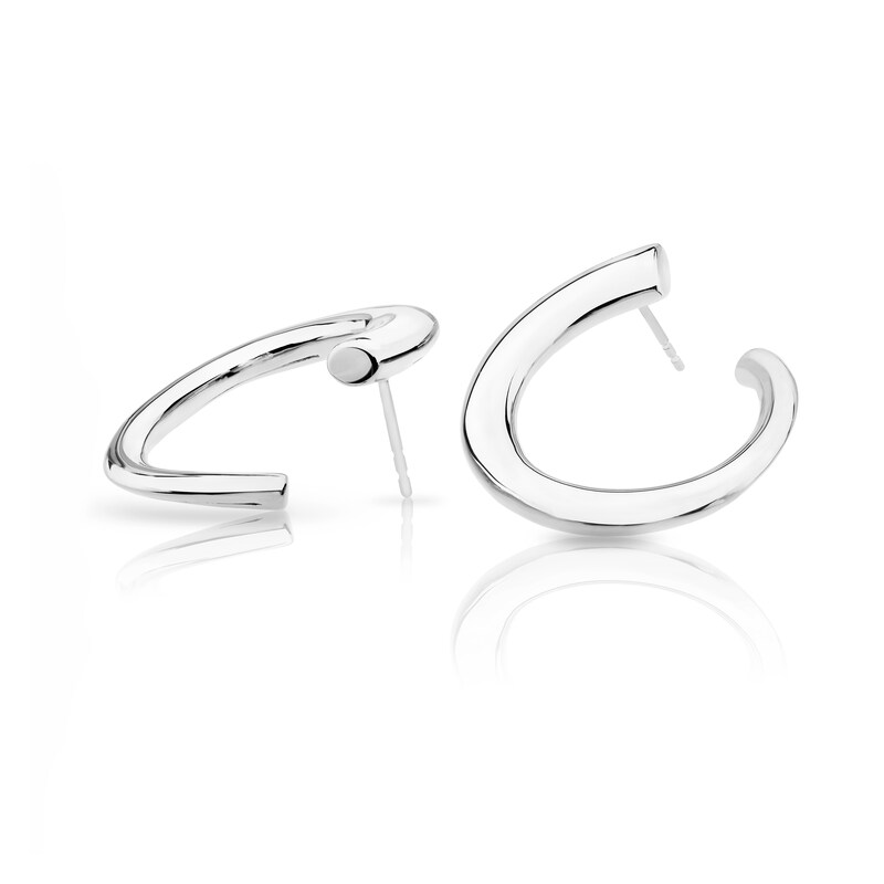 Sterling Silver Open Hoop Stud Earrings