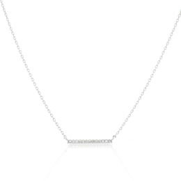9ct White Gold Diamond Pavé Bar Necklace
