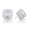Thumbnail Image 1 of Platinum 1ct Diamond Cluster Cushion Stud Earrings