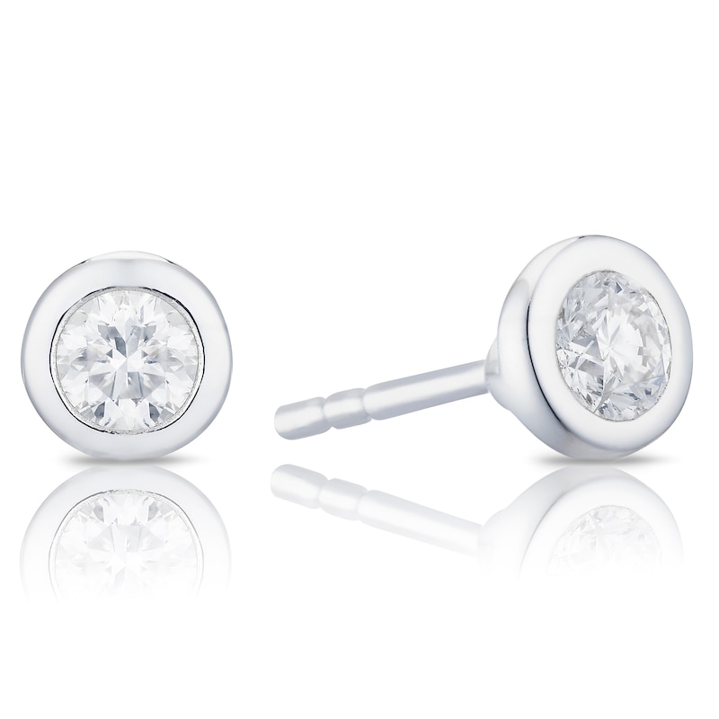 Main Image 1 of 9ct White Gold 0.25ct Diamond Rubover Stud Earrings