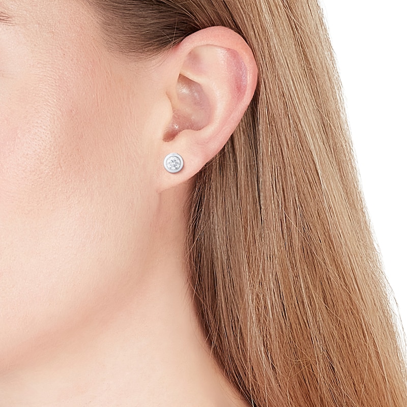 9ct White Gold 0.25ct Diamond Rubover Stud Earrings