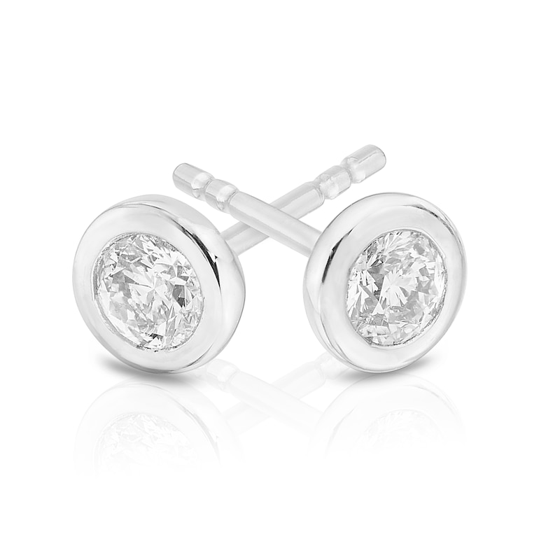 Main Image 2 of 9ct White Gold 0.25ct Diamond Rubover Stud Earrings