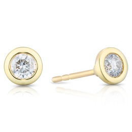 9ct Yellow Gold 0.25ct Diamond Rubover Stud Earrings