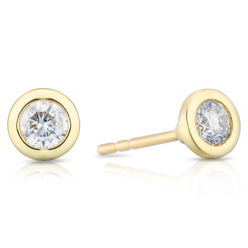 9ct Yellow Gold 0.25ct Diamond Rubover Stud Earrings
