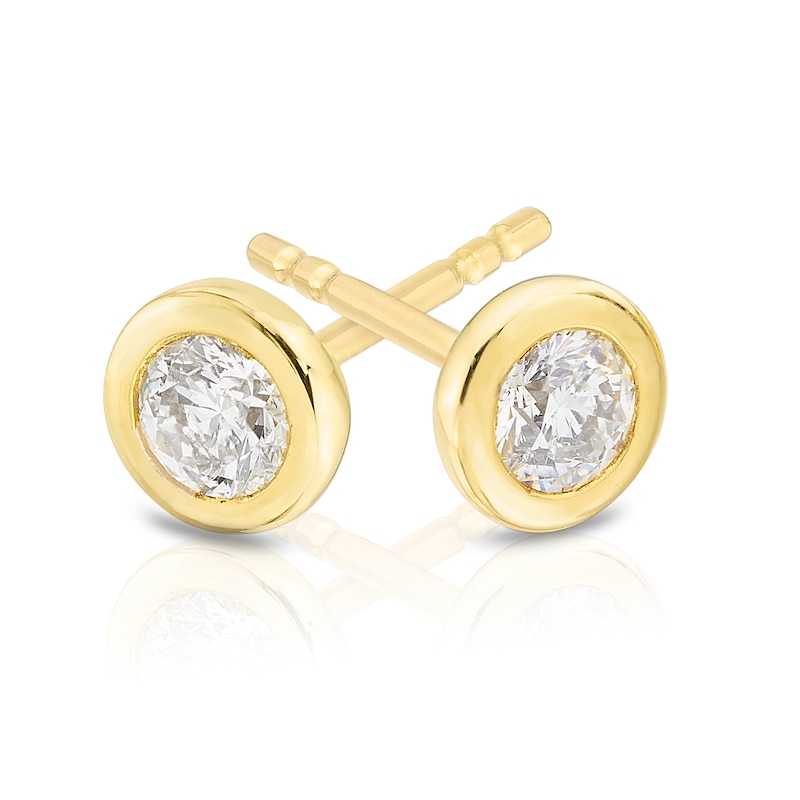 9ct Yellow Gold 0.25ct Diamond Rubover Stud Earrings