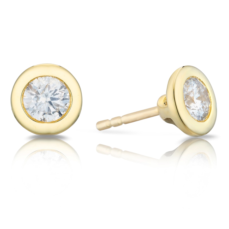 9ct Yellow Gold 0.50ct Diamond Rubover Stud Earrings