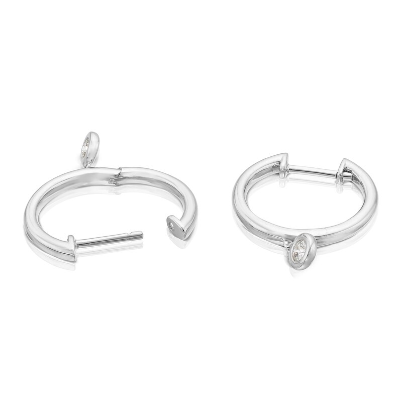 9ct White Gold 0.10ct Diamond Rubover Hoop Earrings