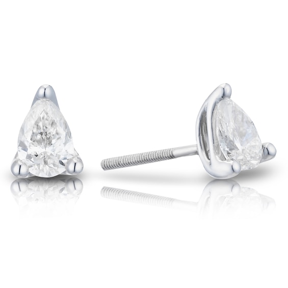 18ct White Gold 0.50ct Diamond Pear Solitaire Earrings