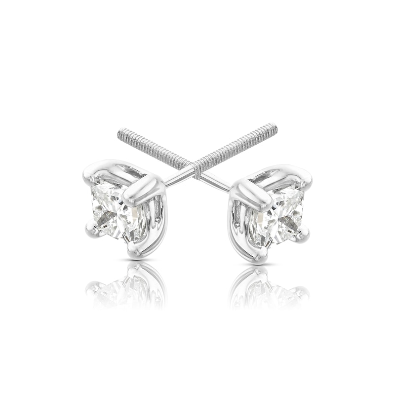 18ct White Gold 0.50ct Diamond Princess Solitaire Earrings