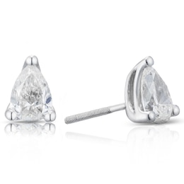 18ct White Gold 1ct Diamond Pear Solitaire Earrings