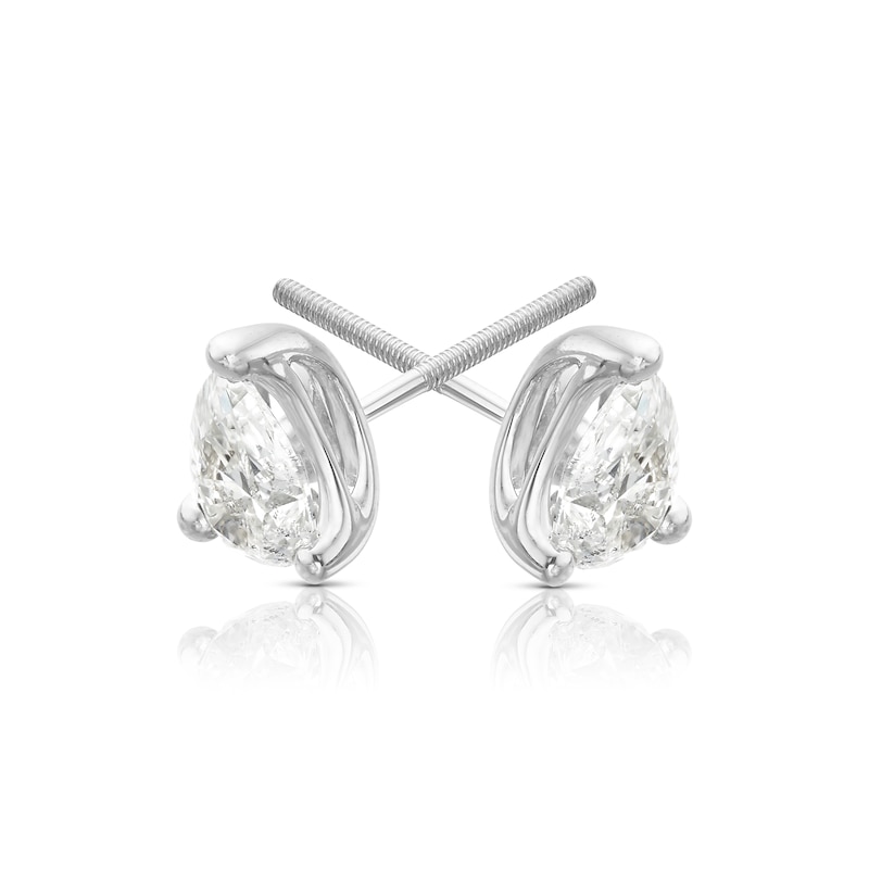 Main Image 3 of 18ct White Gold 1ct Diamond Pear Solitaire Earrings