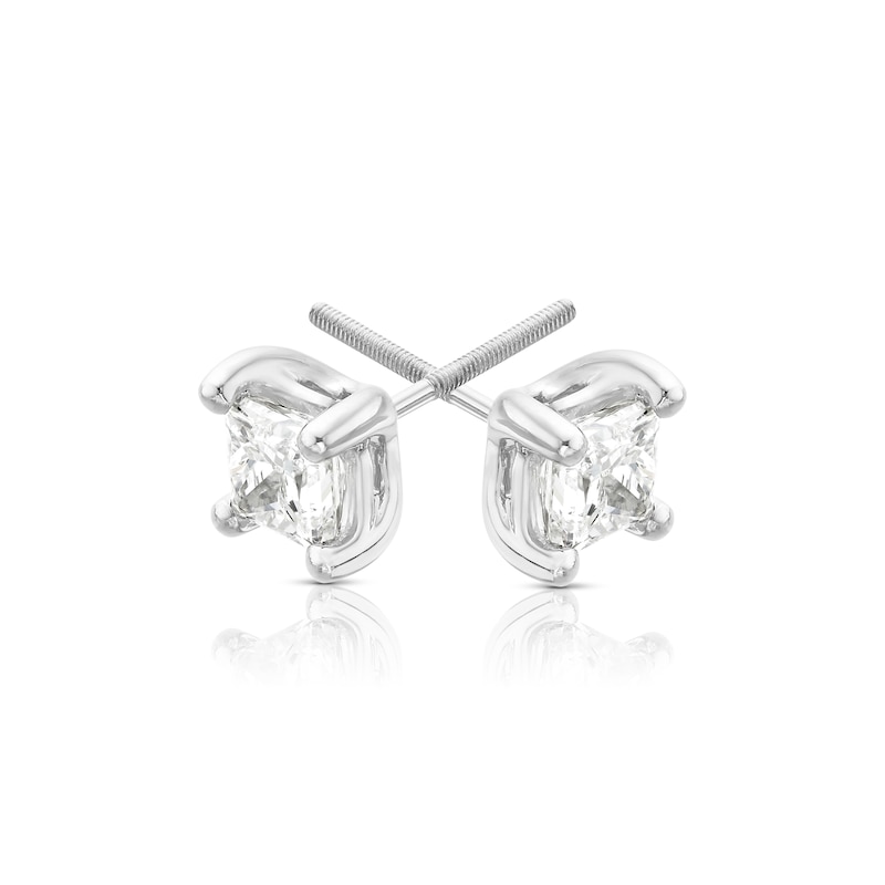 18ct White Gold 1ct Diamond Princess Solitaire Earrings