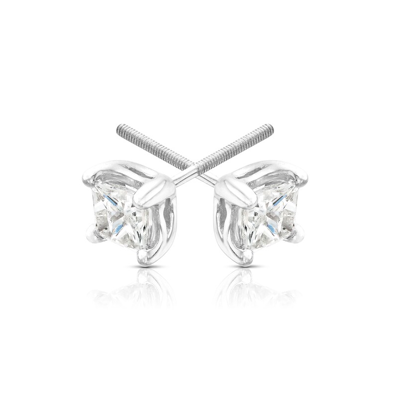 18ct White Gold 0.75ct Diamond Princess Solitaire Earrings