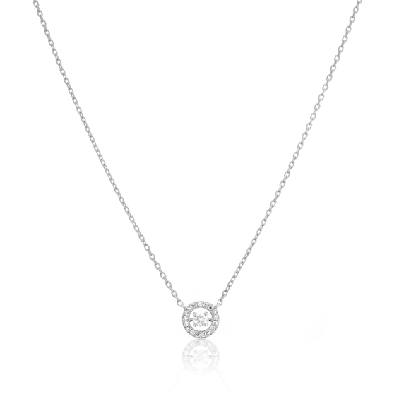 9ct White Gold Diamond Round Pendant | Ernest Jones