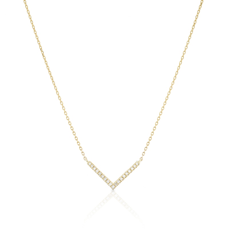 9ct Yellow Gold Diamond Pavé V Shape Necklace
