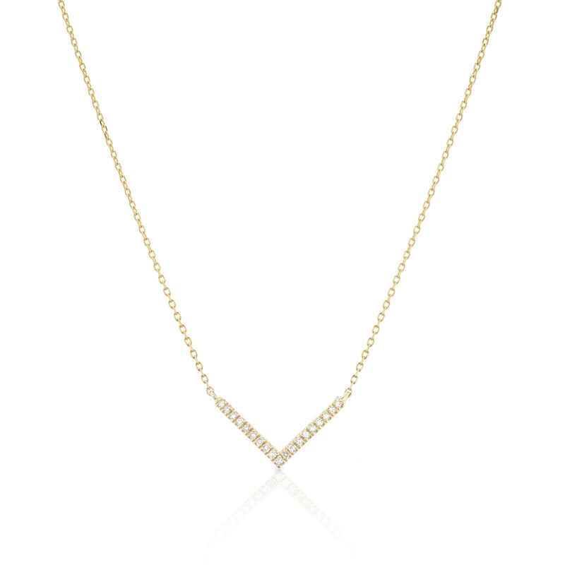9ct Yellow Gold Diamond Pavé V Shape Necklace