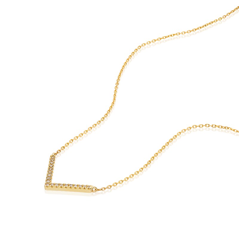 9ct Yellow Gold Diamond Pavé V Shape Necklace