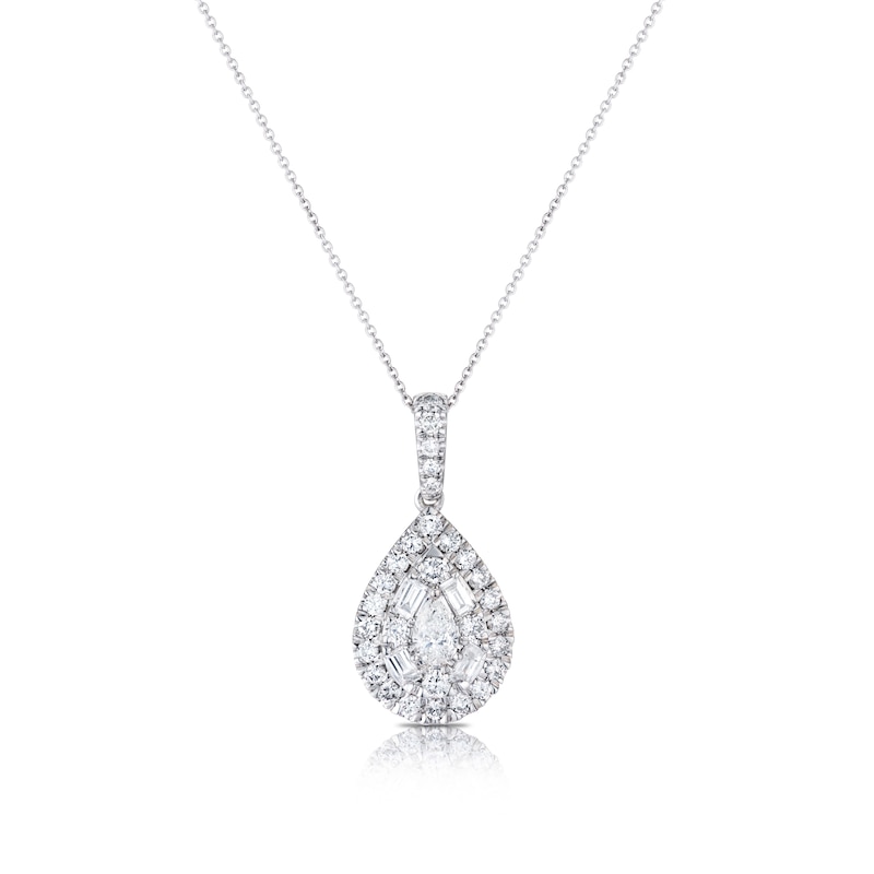 Platinum 1ct Diamond Pear Shape Cluster Pendant