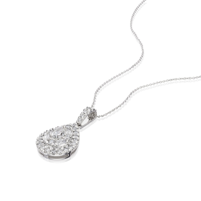 Platinum 1ct Diamond Pear Shape Cluster Pendant