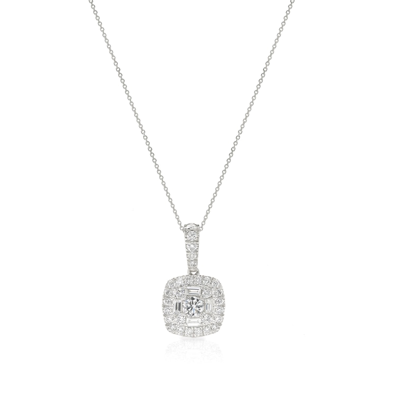 Platinum 1ct Diamond Cluster Cushion Pendant