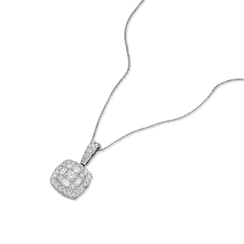 Platinum 1ct Diamond Cluster Cushion Pendant