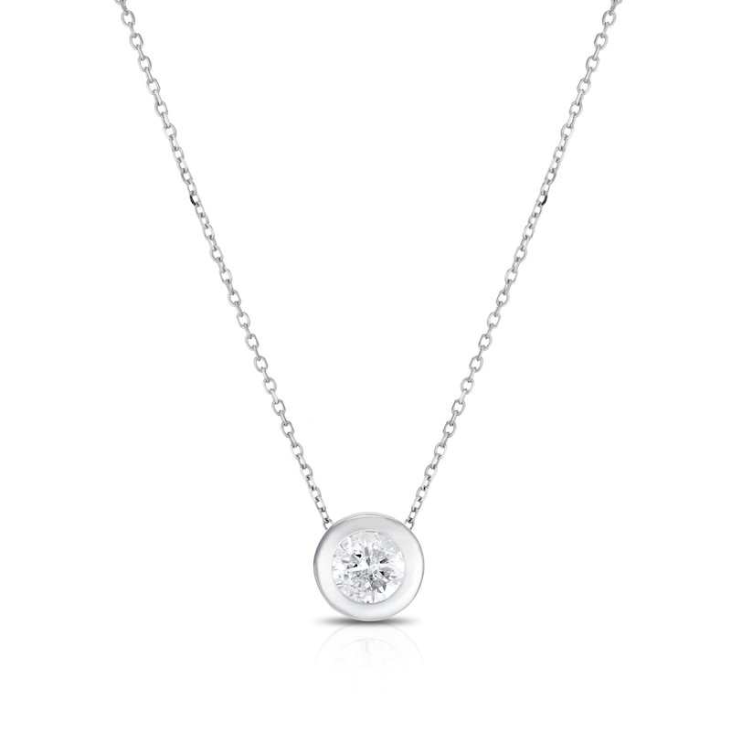 Main Image 1 of 9ct White Gold 0.25ct Diamond Rubover Necklace