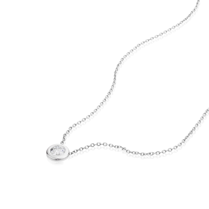 9ct White Gold 0.25ct Diamond Rubover Necklace