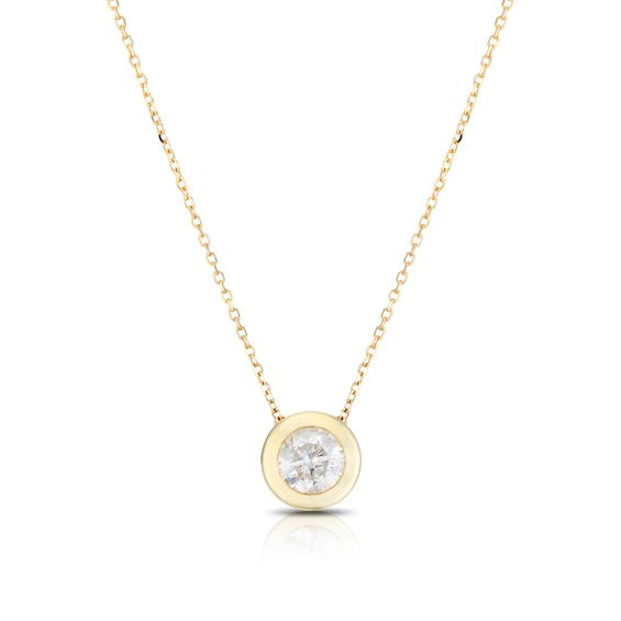 9ct Yellow Gold 0.33ct Diamond Rubover Necklace