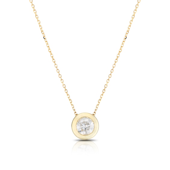 9ct Yellow Gold 0.33ct Diamond Rubover Necklace