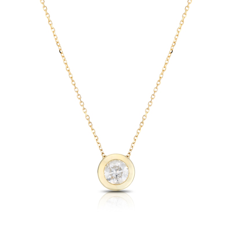 9ct Yellow Gold 0.33ct Diamond Rubover Necklace