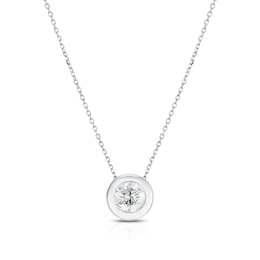 9ct White Gold 0.50ct Diamond Rubover Necklace