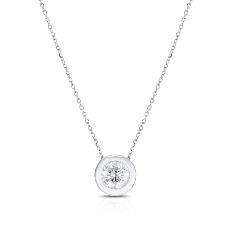 Main Image 1 of 9ct White Gold 0.50ct Diamond Rubover Necklace