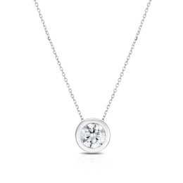 9ct White Gold 0.70ct Diamond Rubover Necklace
