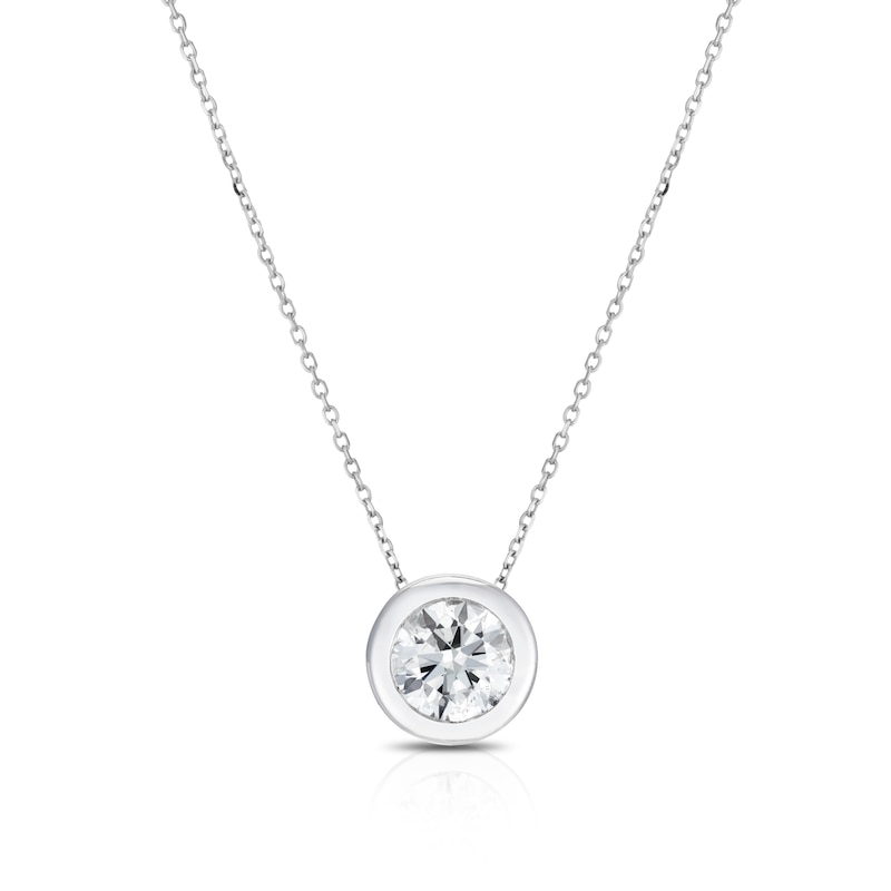 Main Image 1 of 9ct White Gold 0.70ct Diamond Rubover Necklace
