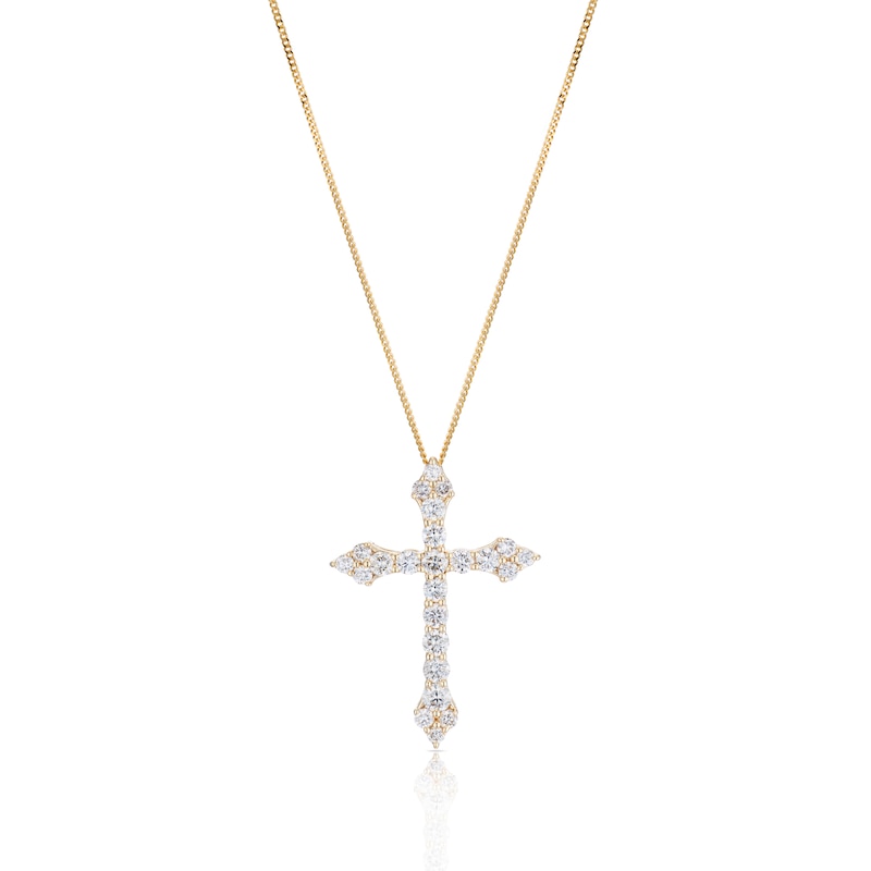 9ct Yellow Gold 1ct Diamond Cross Pendant