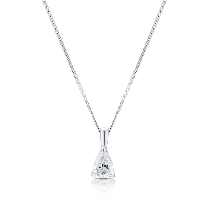 18ct White Gold 0.50ct Diamond Pear Solitaire Pendant