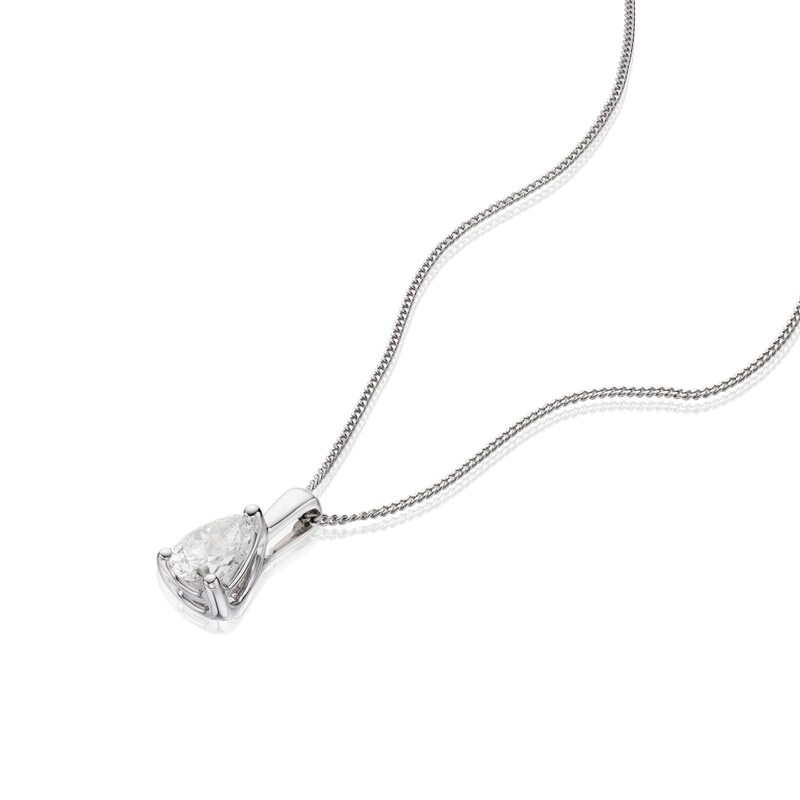 18ct White Gold 0.50ct Diamond Pear Solitaire Pendant