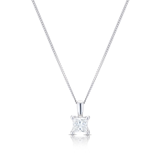 18ct White Gold 0.50ct Diamond Princess Solitaire Pendant