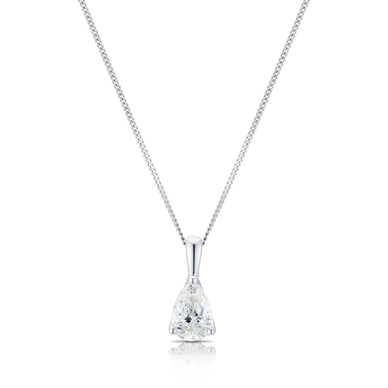 Main Image 1 of 18ct White Gold 0.70ct Diamond Pear Solitaire Pendant