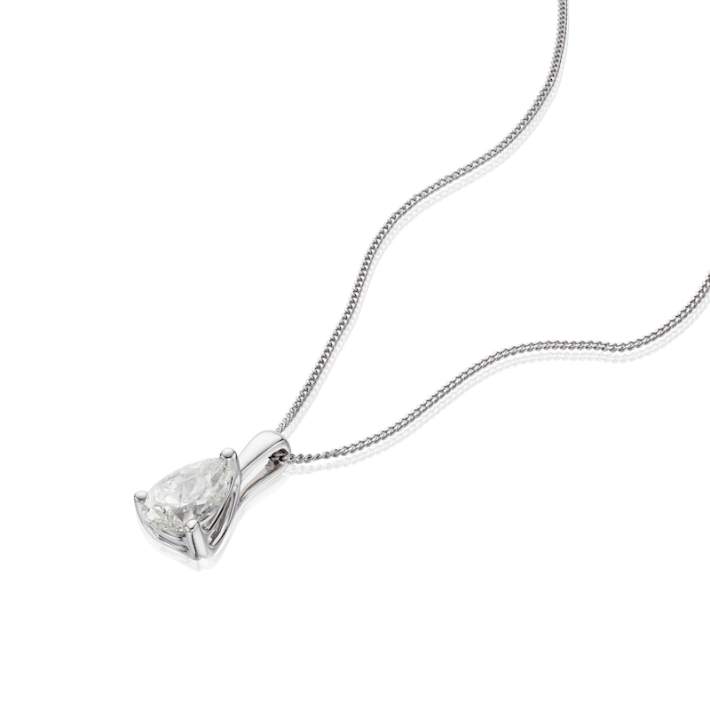 Main Image 3 of 18ct White Gold 0.70ct Diamond Pear Solitaire Pendant