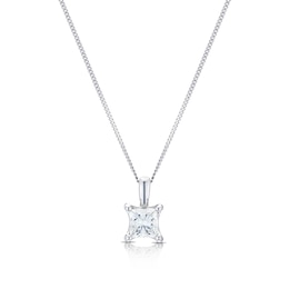 18ct White Gold 0.75ct Diamond Princess Solitaire Pendant